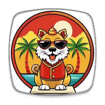 Chinesische kaiserliche Hunderasse Cartoon Sonnenbrille Strand - Viereckiger Kühlschrankmagnet - Weiß - Vorne