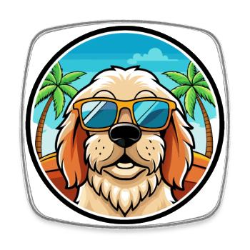 Clumber Spaniel Hunderasse Cartoon Sonnenbrille Strand - Viereckiger Kühlschrankmagnet - Weiß - Vorne