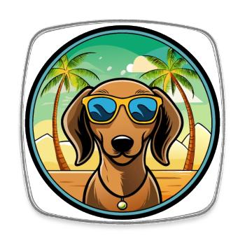 Dackel Hunderasse Cartoon Sonnenbrille Strand - Viereckiger Kühlschrankmagnet - Weiß - Vorne