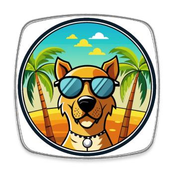 Dänische Broholmer Hunderasse Cartoon Sonnenbrille Strand - Viereckiger Kühlschrankmagnet - Weiß - Vorne