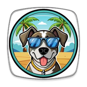 Catahoula Cur Dog Breed Cartoon Sunglasses Beach - Square fridge magnet - white - Front