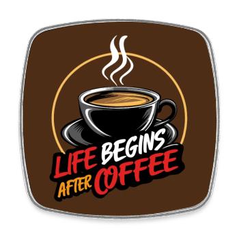La vie commence après le café - Coffee Saying - Magnet carré - blanc - Devant