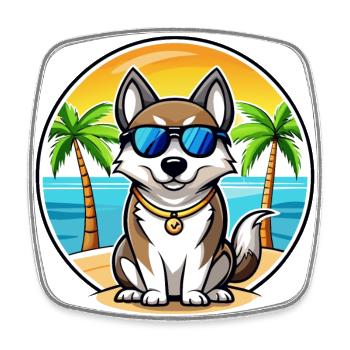 Ostsibirische Laika-Hunderasse Cartoon-Sonnenbrille - Viereckiger Kühlschrankmagnet - Weiß - Vorne