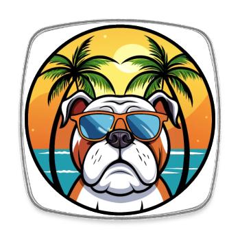 Bouledogue anglais race dessin animé lunettes de soleil plage - Magnet carré - blanc - Devant