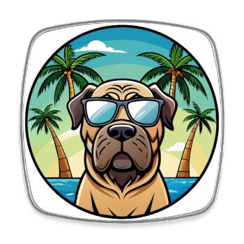 Englische Dogge Hund Rasse Cartoon Sonnenbrille Strand - Viereckiger Kühlschrankmagnet - Weiß - Vorne