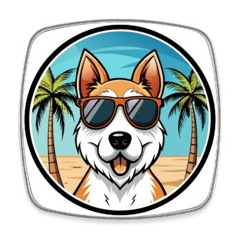 Fox Terrier Smooth Dog Breed Cartoon Sunglasses - Square fridge magnet - white - Front