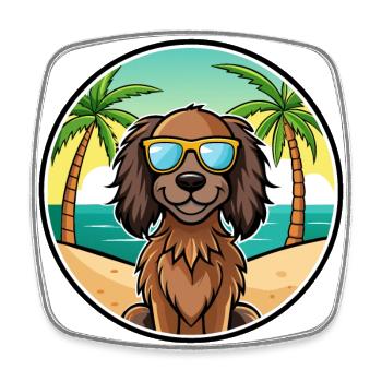 Deutsch Langhaar Vorstehhund Rasse Cartoon Strand - Viereckiger Kühlschrankmagnet - Weiß - Vorne