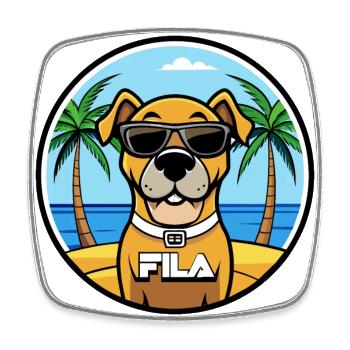 Brasileiro Chien Race Dessin Animé Lunettes De Soleil Plage - Magnet carré - blanc - Devant