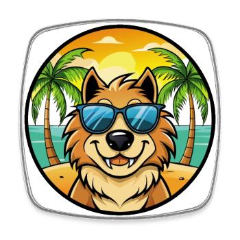 Estrela Mountain Dog Breed Cartoon Sunglass Beach - Square fridge magnet - white - Front