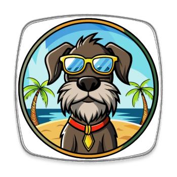 Deutscher Drahthaar Vorstehhund Rasse Cartoon Strand - Viereckiger Kühlschrankmagnet - Weiß - Vorne