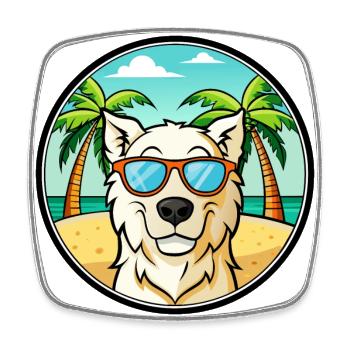 Ungarischer Kuvasz Hund Rasse Cartoon Sonnenbrille Strand - Viereckiger Kühlschrankmagnet - Weiß - Vorne