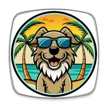German Spaniel Dog Breed Cartoon Sunglasses Beach - Square fridge magnet - white - Front