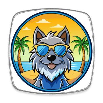 Griffon Bleu De Gascogne Hunderasse Cartoon Beach - Viereckiger Kühlschrankmagnet - Weiß - Vorne
