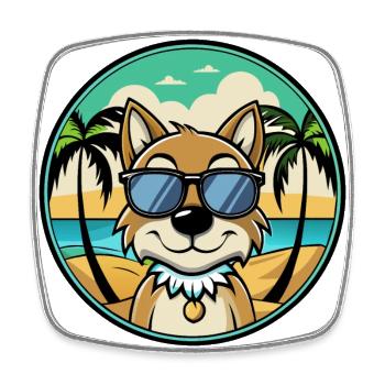 Hamiltonstovare Dog Breed Cartoon Sunglasses Beach - Square fridge magnet - white - Front