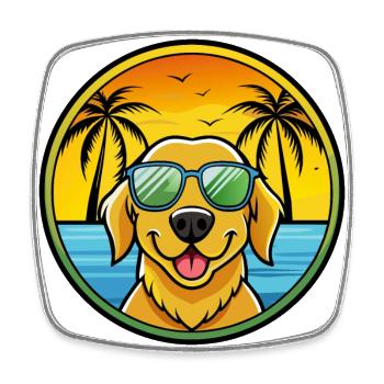Goldador Dog Breed Cartoon Sunglasses Beach - Square fridge magnet - white - Front
