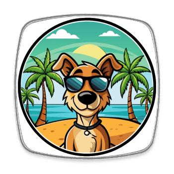 Grec Lièvre Chien Race Dessin Animé Lunettes De Soleil Plage - Magnet carré - blanc - Devant