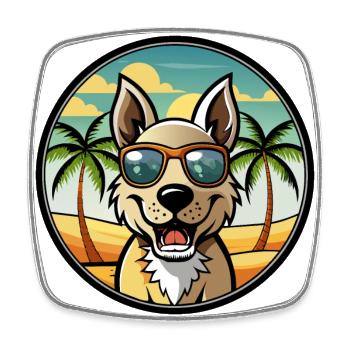 Indischer Paria Hund Rasse Cartoon Sonnenbrille Strand - Viereckiger Kühlschrankmagnet - Weiß - Vorne