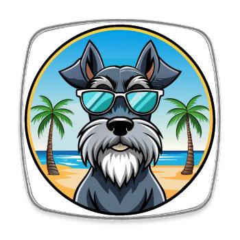 Riesenschnauzer Hunderasse Cartoon Sonnenbrille Strand - Viereckiger Kühlschrankmagnet - Weiß - Vorne