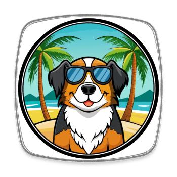 Großer Schweizer Sennenhund Rasse Cartoon Beach - Viereckiger Kühlschrankmagnet - Weiß - Vorne
