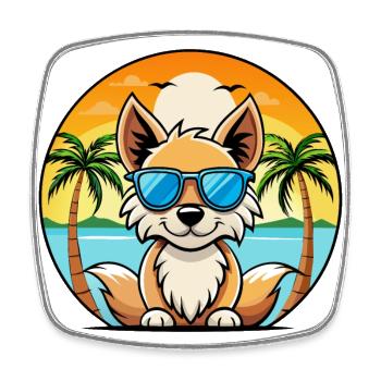 Lunettes de soleil de dessin animé de race de chien Spitz indien plage - Magnet carré - blanc - Devant