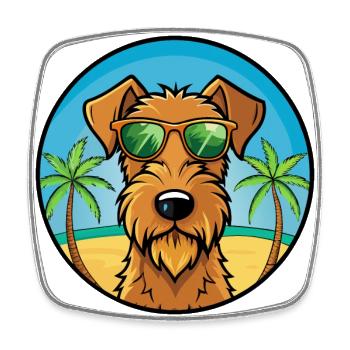 Irish Terrier Hunderasse Cartoon Sonnenbrille Strand - Viereckiger Kühlschrankmagnet - Weiß - Vorne