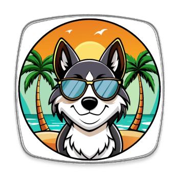 Ours de Carélie Chien Race Dessin Animé Lunettes De Soleil Plage - Magnet carré - blanc - Devant