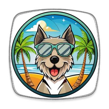 Gull Terrier Chien Race Dessin Animé Lunettes De Soleil Plage - Magnet carré - blanc - Devant