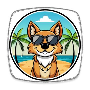 Karakachan Chien Race Dessin Animé Lunettes De Soleil Plage - Magnet carré - blanc - Devant