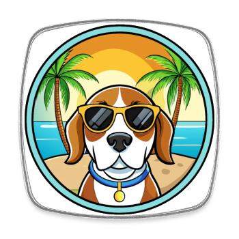 Kerry Beagle Dog Breed Cartoon Sunglasses Beach - Square fridge magnet - white - Front
