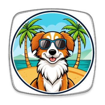 Kooikerhondje Hunderasse Cartoon Sonnenbrille Strand - Viereckiger Kühlschrankmagnet - Weiß - Vorne