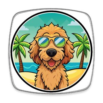 Labradoodle Hunderasse Cartoon Sonnenbrille Strand - Viereckiger Kühlschrankmagnet - Weiß - Vorne