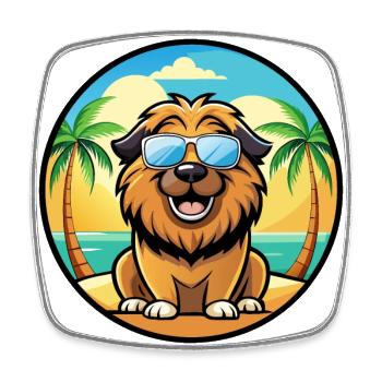 Leonberger Dog Breed Cartoon Sunglasses Beach - Square fridge magnet - white - Front