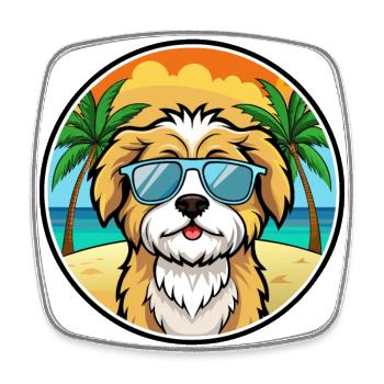 Lhasa Apso Hunderasse Cartoon Sonnenbrille Strand - Viereckiger Kühlschrankmagnet - Weiß - Vorne