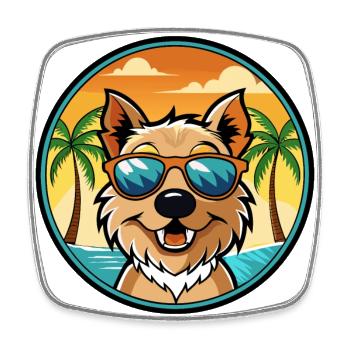Lucas Terrier Hunderasse Cartoon Sonnenbrille Strand - Viereckiger Kühlschrankmagnet - Weiß - Vorne