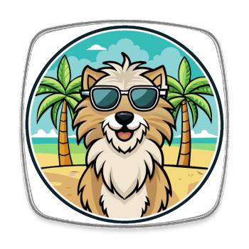 Lunettes de soleil de dessin animé de race de chien berger afghan Kuchi - Magnet carré - blanc - Devant