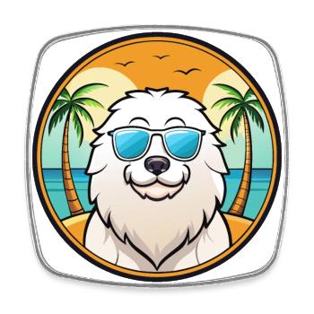 Kuvasz Hunderasse Cartoon Sonnenbrille Strand - Viereckiger Kühlschrankmagnet - Weiß - Vorne
