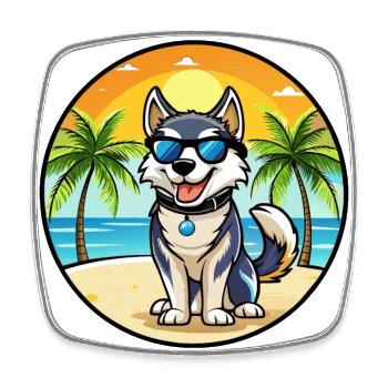 Labrador Husky Chien Race Dessin animé Lunettes de soleil Plage - Magnet carré - blanc - Devant