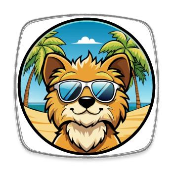 Lowchen Petit Lion Chien Race Dessin Animé Lunettes de Soleil - Magnet carré - blanc - Devant
