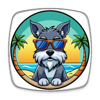Miniatur Schnauzer Hunderasse Cartoon Sonnenbrille - Viereckiger Kühlschrankmagnet - Weiß - Vorne