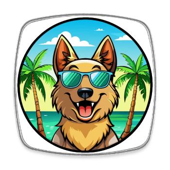Majorque Berger Chien Race Dessin Animé Lunettes De Soleil Plage - Magnet carré - blanc - Devant