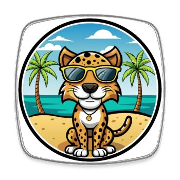 Léopard Chien Race Chien Dessin Animé Lunettes De Soleil Plage - Magnet carré - blanc - Devant