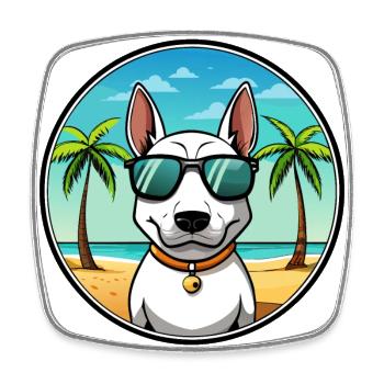 Miniatur Bullterrier Hunderasse Cartoon Beach - Viereckiger Kühlschrankmagnet - Weiß - Vorne