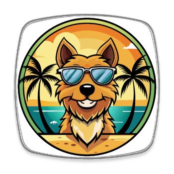 Jagdterrier Dog Breed Cartoon Sunglasses Beach - Square fridge magnet - white - Front