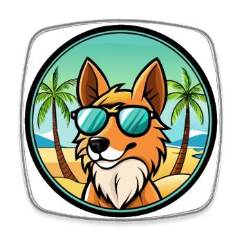 Mudi Chien Race Dessin Animé Lunettes De Soleil Plage - Magnet carré - blanc - Devant