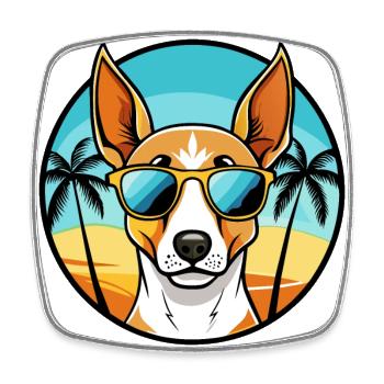 Ibizan Hound Hund Rasse Cartoon Sonnenbrille Strand - Viereckiger Kühlschrankmagnet - Weiß - Vorne