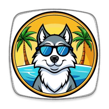 Husky Chien Race Dessin Animé Lunettes De Soleil Plage - Magnet carré - blanc - Devant