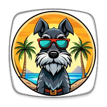 Mittelschnauzer Hunderasse Cartoon Sonnenbrille Strand - Viereckiger Kühlschrankmagnet - Weiß - Vorne