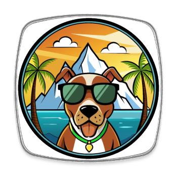 Mountain Cur Dog Breed Cartoon Sunglasses Beach - Square fridge magnet - white - Front