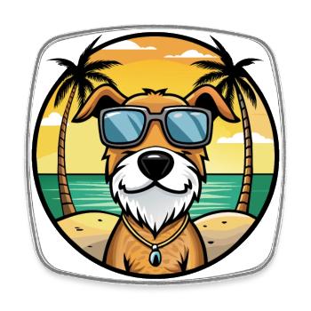 Istrischer Drahthaarhund Hunderasse Cartoon Beach - Viereckiger Kühlschrankmagnet - Weiß - Vorne