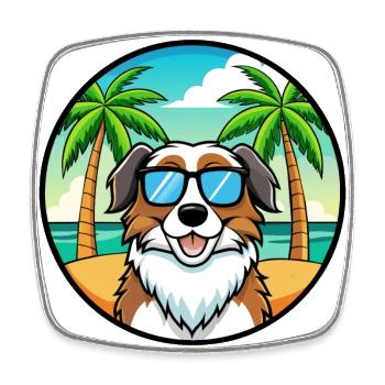 Landseer Chien Race Dessin Animé Lunettes de Soleil Plage - Magnet carré - blanc - Devant